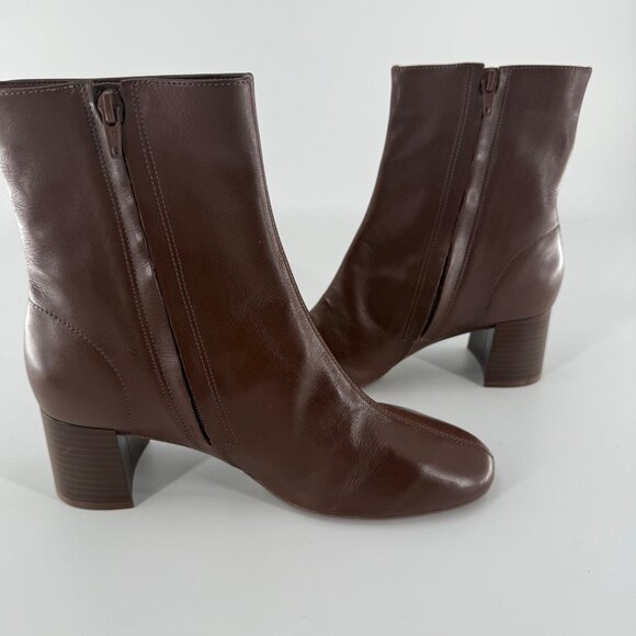 Arezzo Womens Brown Leather Ankle Boots With Block Heel Size 7.5B Made In Brazil - Picture 10 of 13